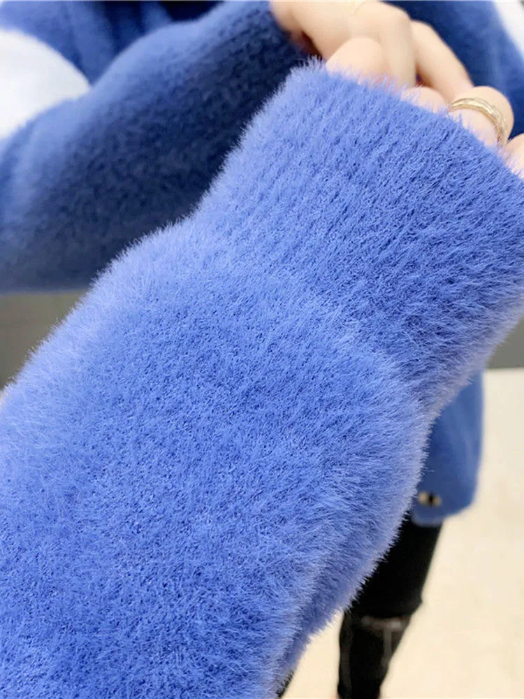 Пальто женское из искусственной норки на флисе Новинка осени 2023 модный вязаный