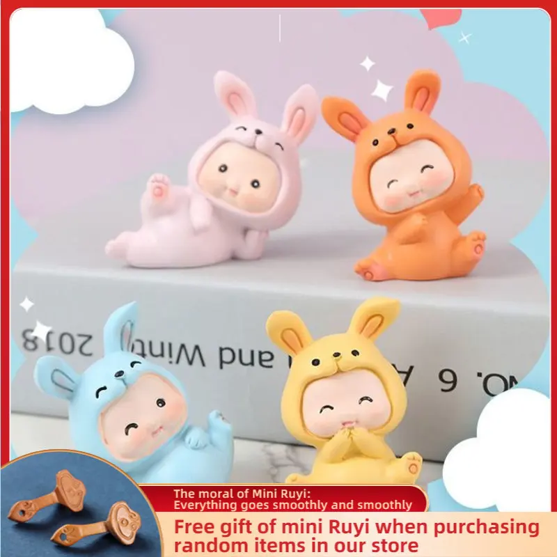 

Полимерный мультяшный милый кролик, украшение для автомобиля, микро-искусственное украшение, настольный креативный брелок, аксессуары для дома, фигурки