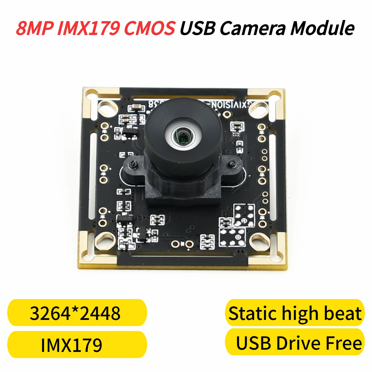 USB Camera Module 8MP HD IMX179 CMOS Fixed Focus Static High-Speed Shooting Conventional Industrial Application 3264x2448 15fps