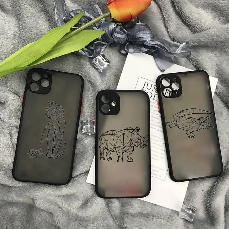 

Animals Line Cat snake art Phone Case matte transparent For iphone 11 12 13 7 8 plus mini x xs xr pro max cover