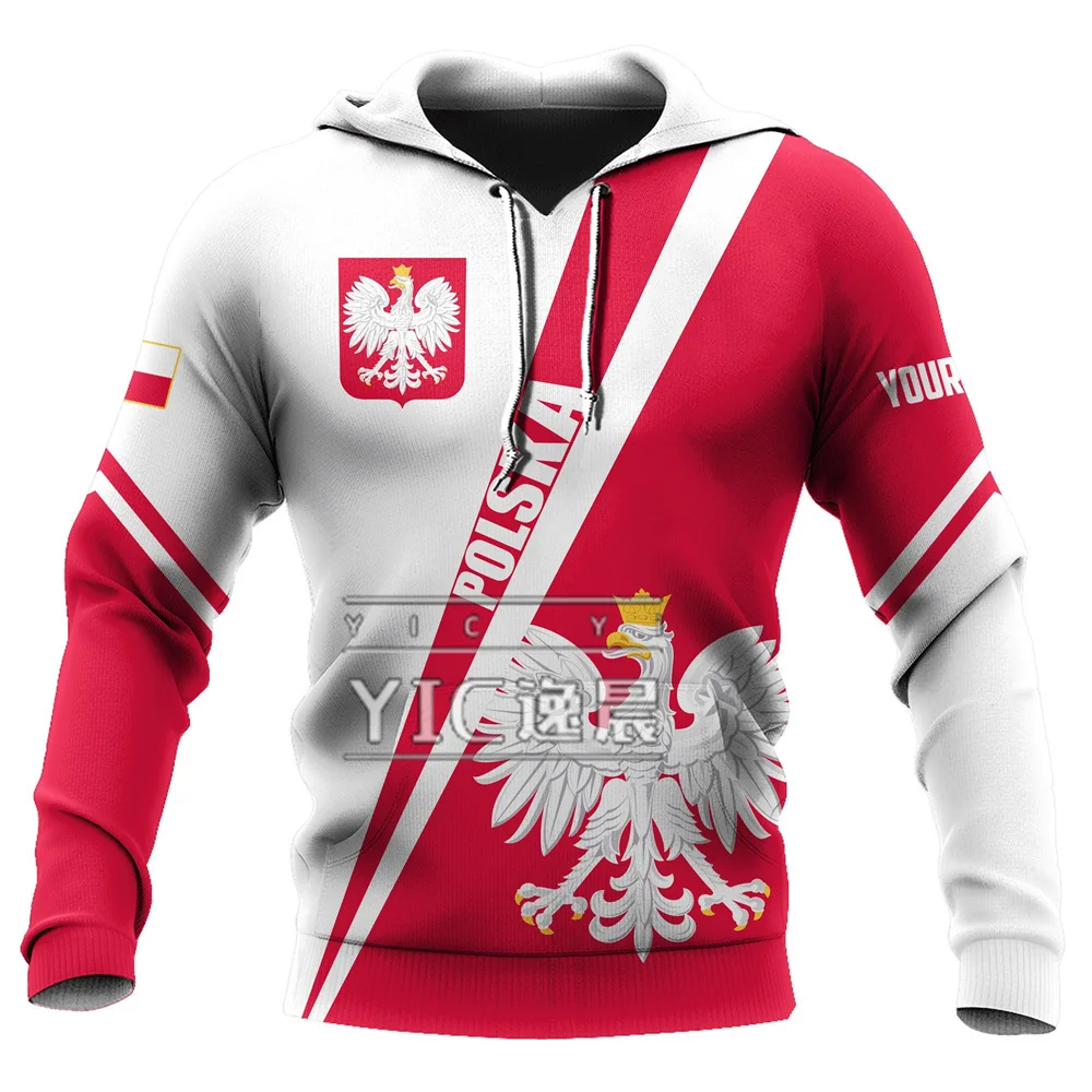 Men's Zip Hoodie 2021 Fashion Casual Home Sweater 3D Printing Poland Flag Zip Shirt Personalized Oversized Jacket