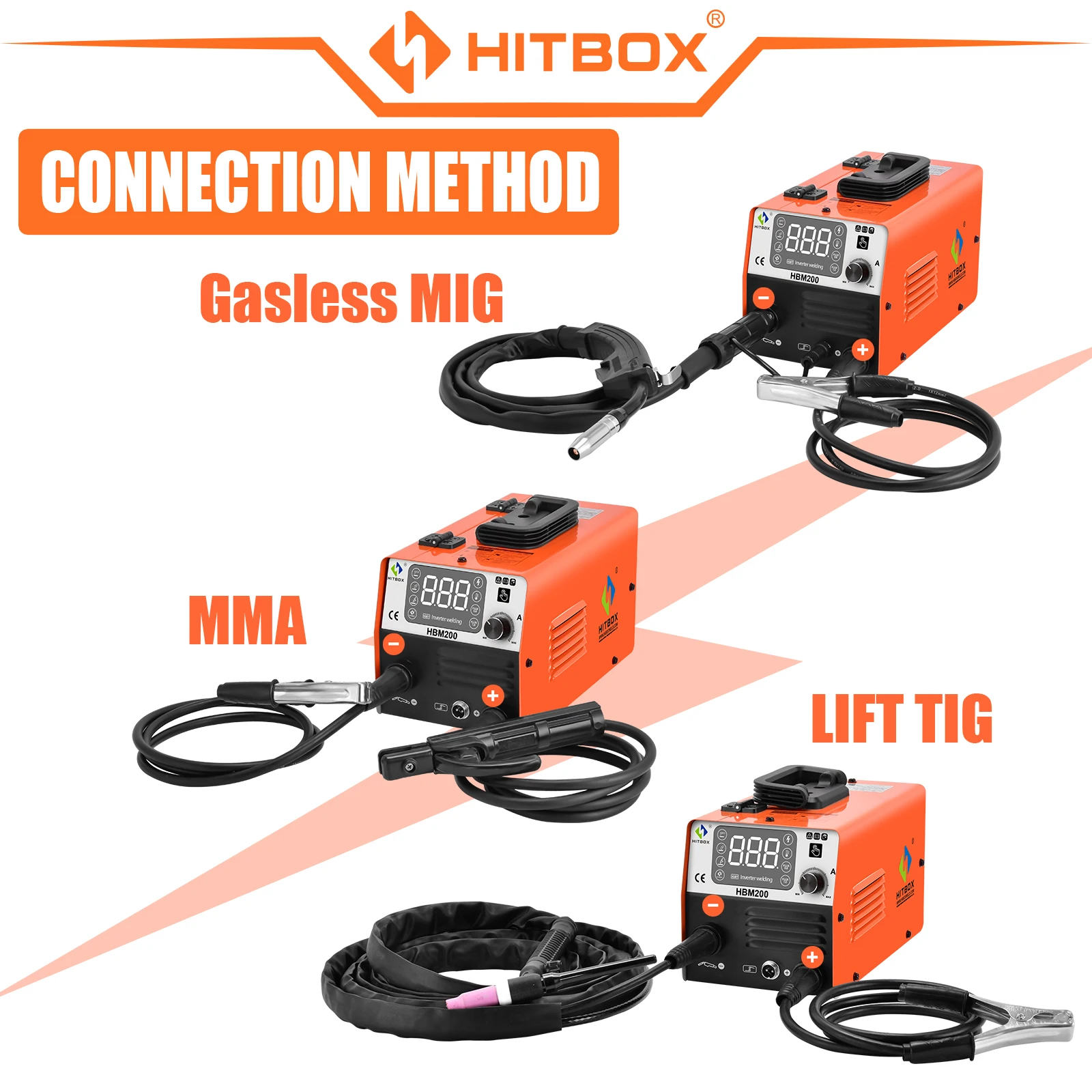 HITBOX 3 в 1 Полуавтоматический сварочный аппарат HBM200 MIG/MMA/TIG Оборудование для