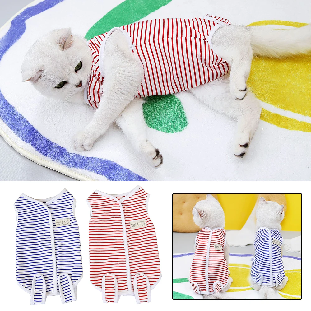 

Summer Pet Striped Vest Surgical Uniform Cat Sterilization Suit Dog Jumpsuit Pet Pajama Fashionable Striped Casual Skin Friendly