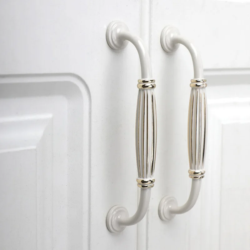 Европейские ручки для шкафа цвета слоновой кости цинковые кухонного