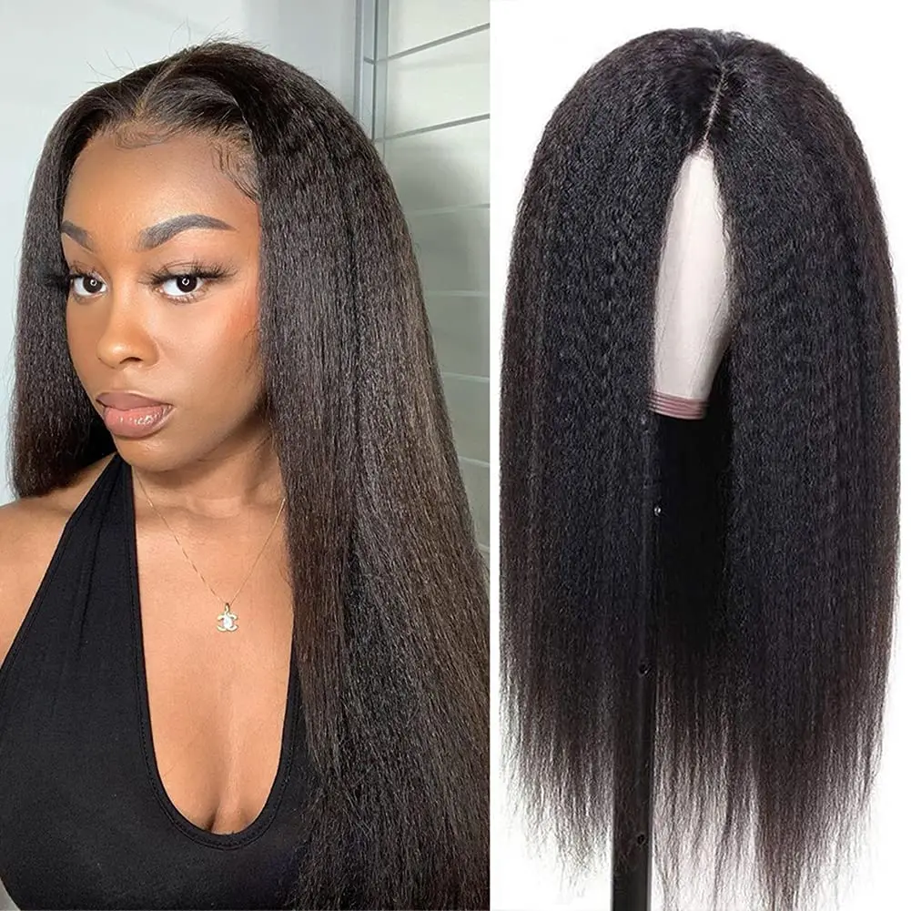 

Kinky Straight Closure Wig Human Hair Lace Frontal Wigs 13x6 Lace Front Wig PrePlucked Bleached Knots Wigs 13x4 Coarse Yaki Fron