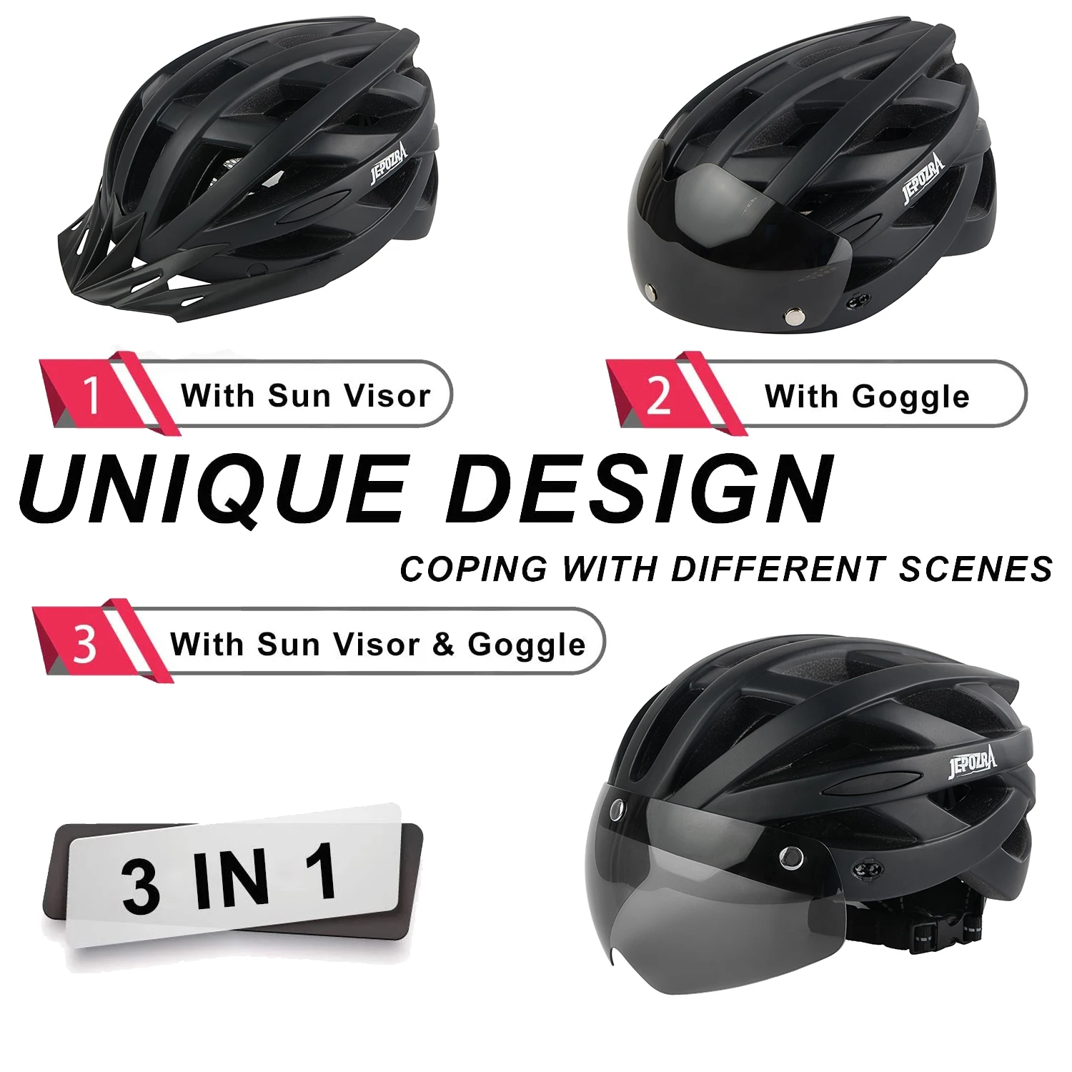 Светодиодный велосипедный шлем JEPOZRA с солнцезащитным козырьком для мужчин