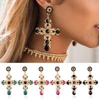 elegant cross boho women lady rhinestone dangle drop rhinestone ear stud earrings for women