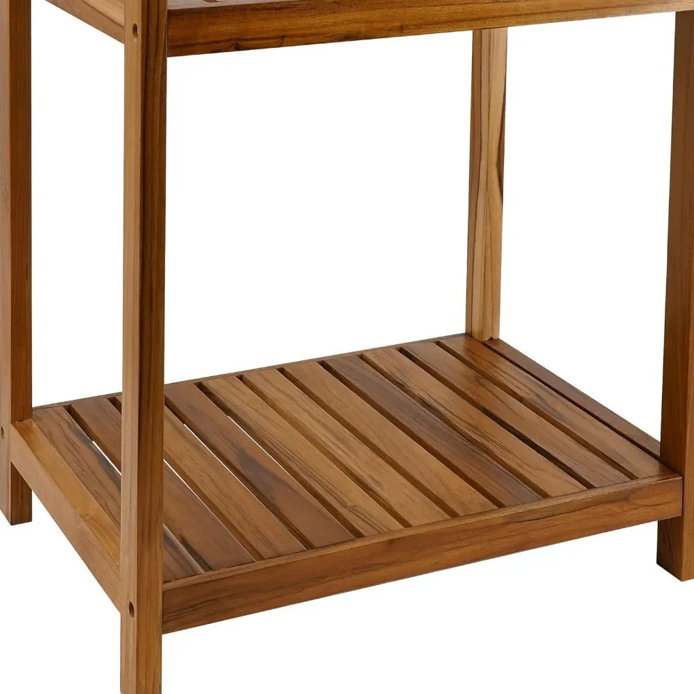 2023 Новая полка для ванной комнаты из тикового дерева 4-уровневая хранения