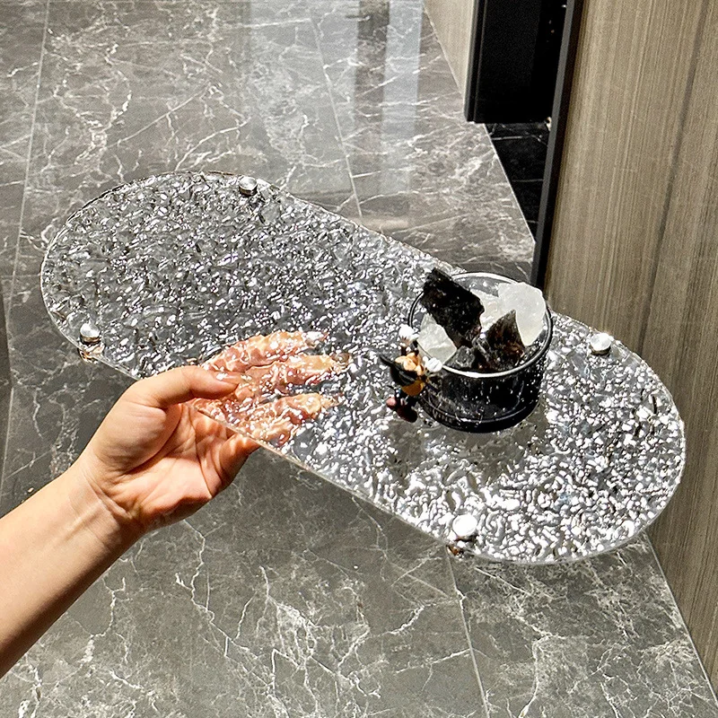 

Acrylic Transparent Tray Display Net Restaurant Afternoon Tea Dim Sum Fragrance Perfume Cosmetics Bathroom Storage Accessories