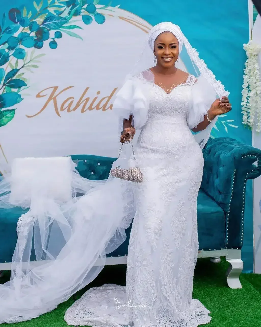 Новейшие белые свадебные платья русалки с короткими рукавами Aso Ebi по индивидуальному заказу для невесты, винтажное свадебное платье с кружевными аппликациями и скользящим шлейфом (art.: 3920d49b2d1f5) - 3920d49b2d1f5