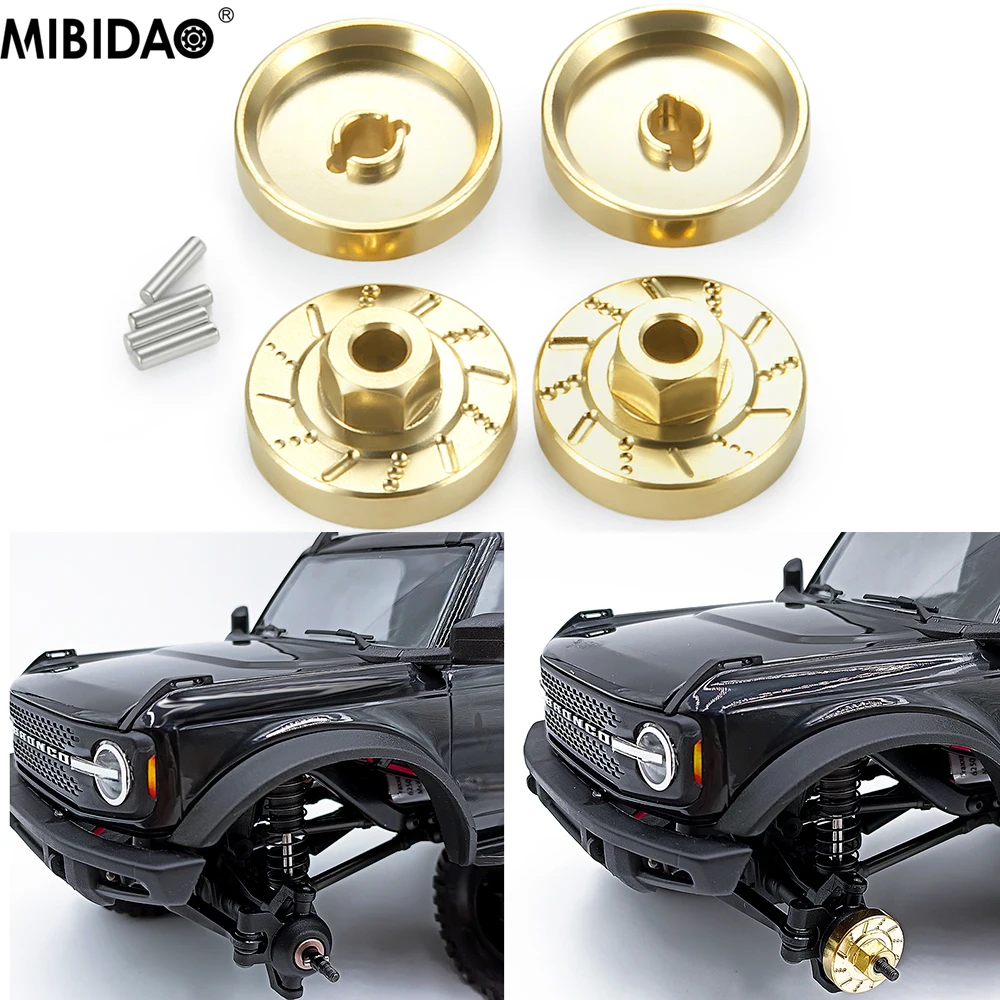 MIBIDAO 4Pcs Brass Wheel Hex Hub Extenders Counterweight For 1/18 TRX-4M Bronco Defender RC Crawler Car Parts