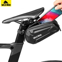wild man bike bag rear waterproof bicycle saddle bag hard shell cycling accessories bag can be hung tail lights 1 2l