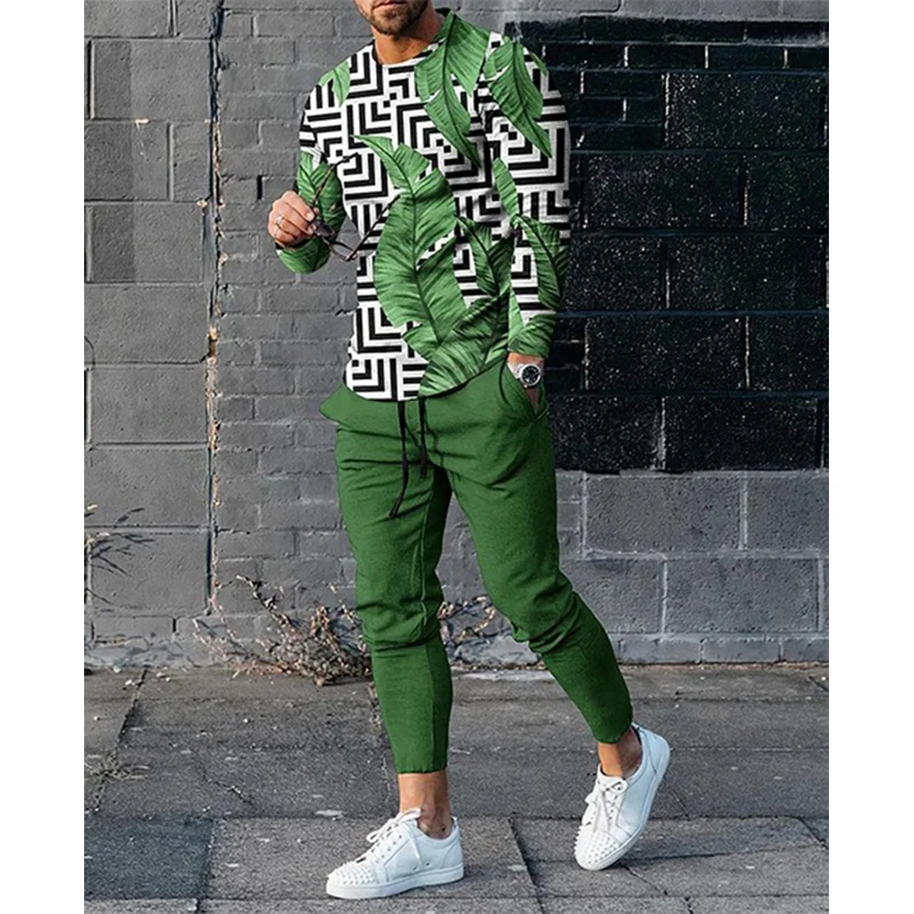 New Men's Tracksuit Fashion 3D Printed T-shirt Pants Set Business Leisure Social Suit Breathable Outdoor Jogging Men's Set