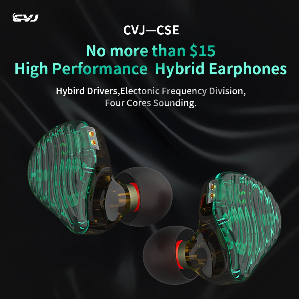 

CVJ CSE Wired Earbuds 1BA +1DD Hybrid Driver HIFI Monitor Earphones Sports Running In-Ear Earplugs With Interchangeable Cable