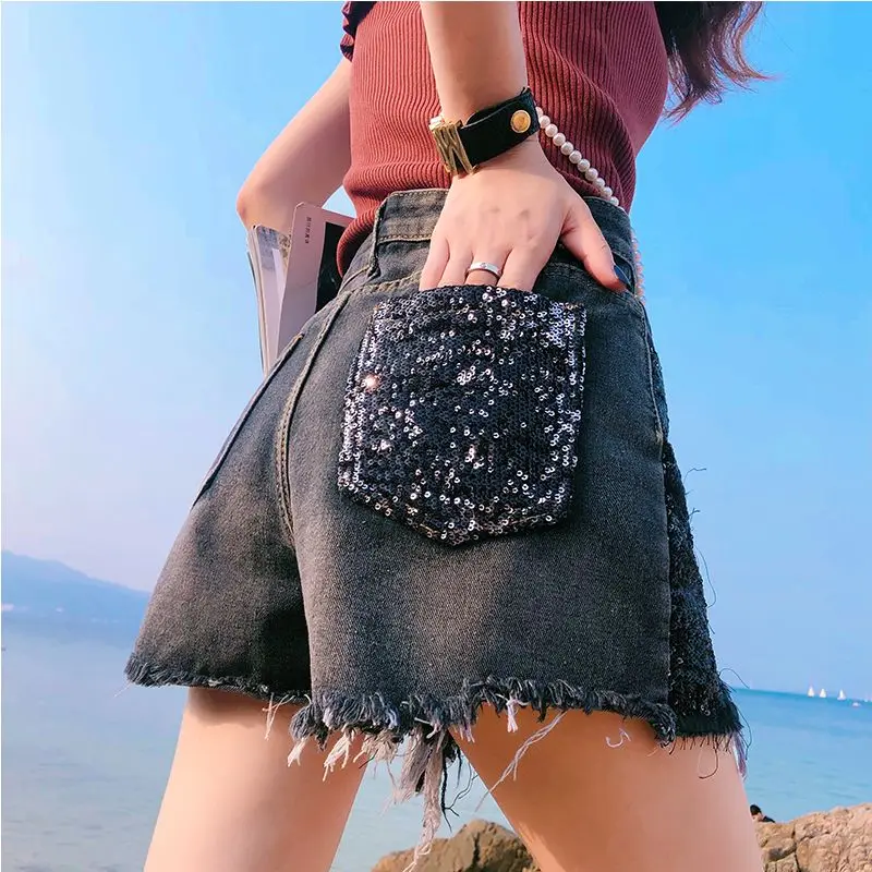 

Korean Casual Denim Shorts Women 2023 Newest Summer Korean Style Black Fashion High Waist Shorts Female Short Pants Jeans D57