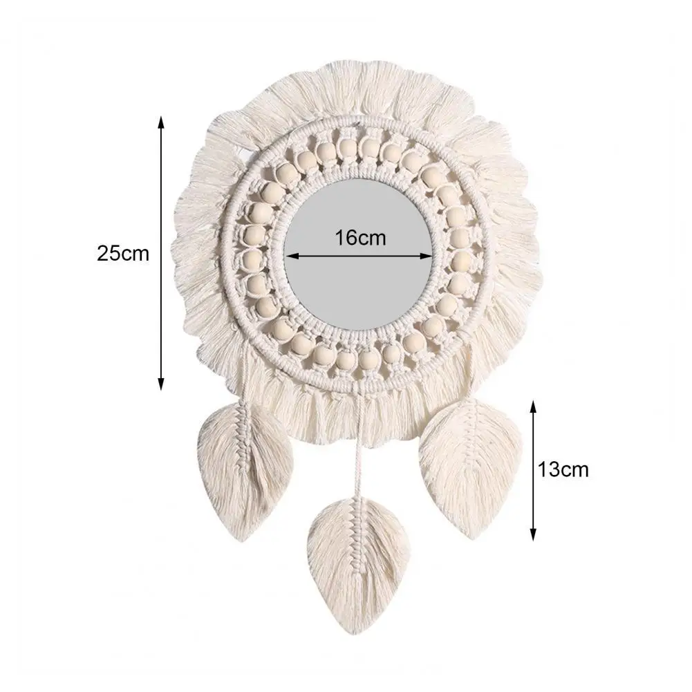 

High Quality Macrame Fringe Hand Knitting Mirror Boho Mirror Wall Decor Woven Fringe