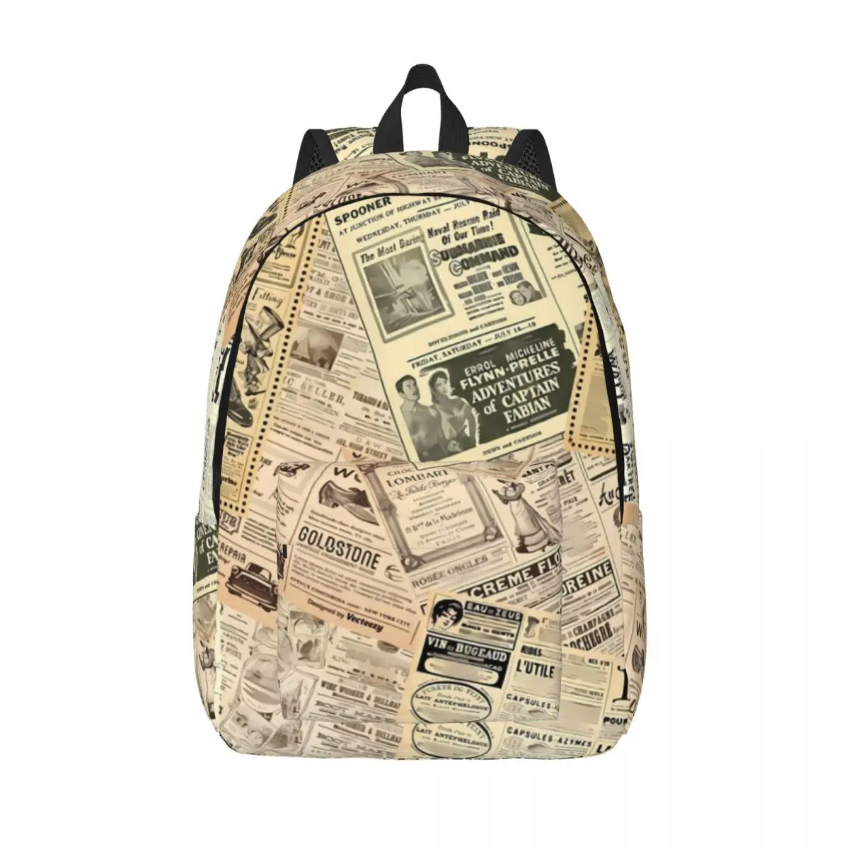 

Old Newspaper Print Backpack Letter Outdoor Style Backpacks Girl Style School Bags Designer Soft Rucksack