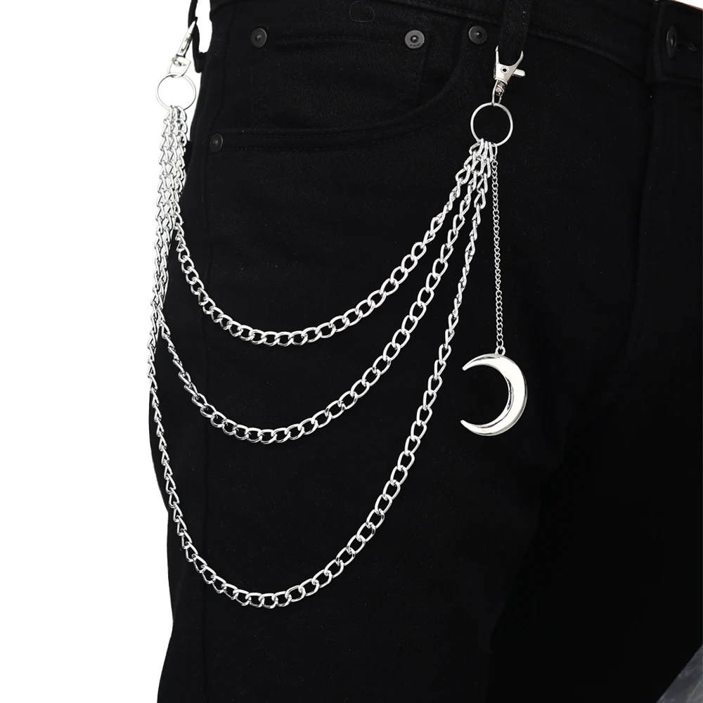 Moon Pendant Chain On The Jeans Pants Women Punk Keychains for Men Egirl eBoy Harajuku Grunge  Accessories