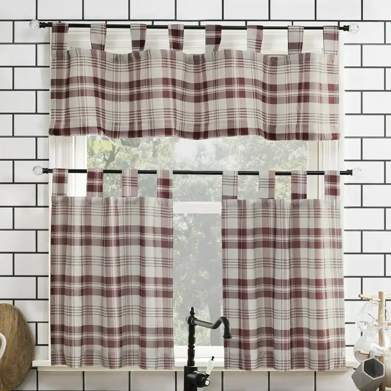 

Farmhouse Semi-Sheer Tab Top Kitchen Curtains, 52 Curtains Gray window curtains Blackout curtains тюль Yk room decor Pink c