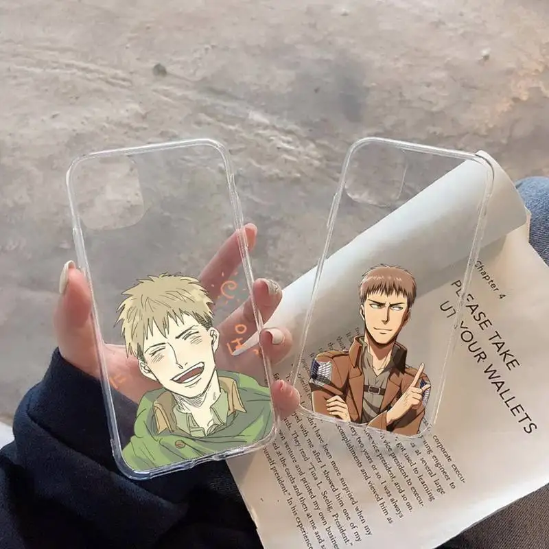 

Jean Kirstein Attack On Titan Phone Case Transparent soft For iphone 12 11 13 7 8 6 s plus x xs xr pro max mini