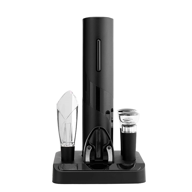 

Electric Wine Bottle Opener/Aerator/Pourer Set, Automatic Corkscrew Opener, Display Stand, Sleek Wine Gifts For Men