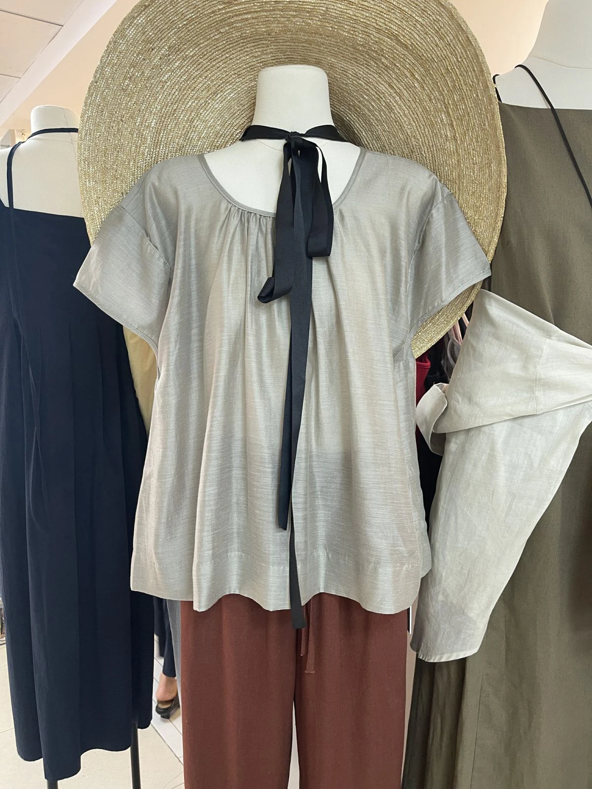 Женская Однотонная рубашка с круглым вырезом универсальная Свободная коротким