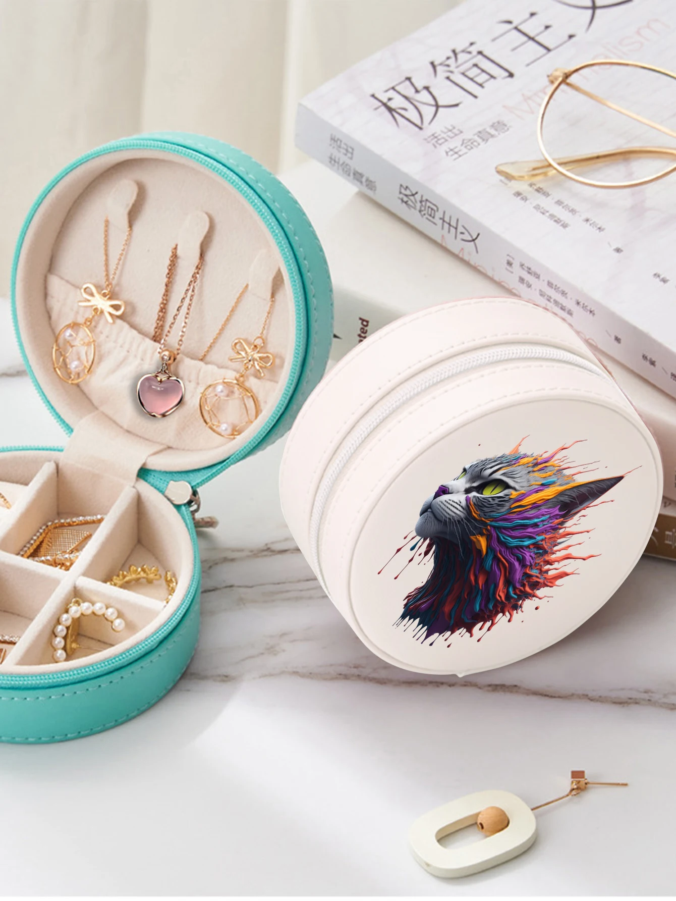 

Cute Jewelry Storage Box Organizer Display Travel Jewelry Case Boxes Animal Leather Earrings Necklace Ring Organizer for Gift