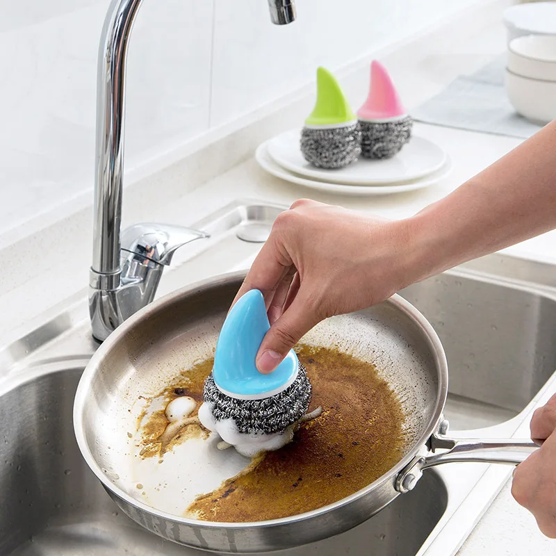 

Stainless Steel Scourer Wire Dish Pot Kitchen Cleaning Ball Washing Dishes Scrubbers Pan Bowl Cleaner Kitchen Accessories