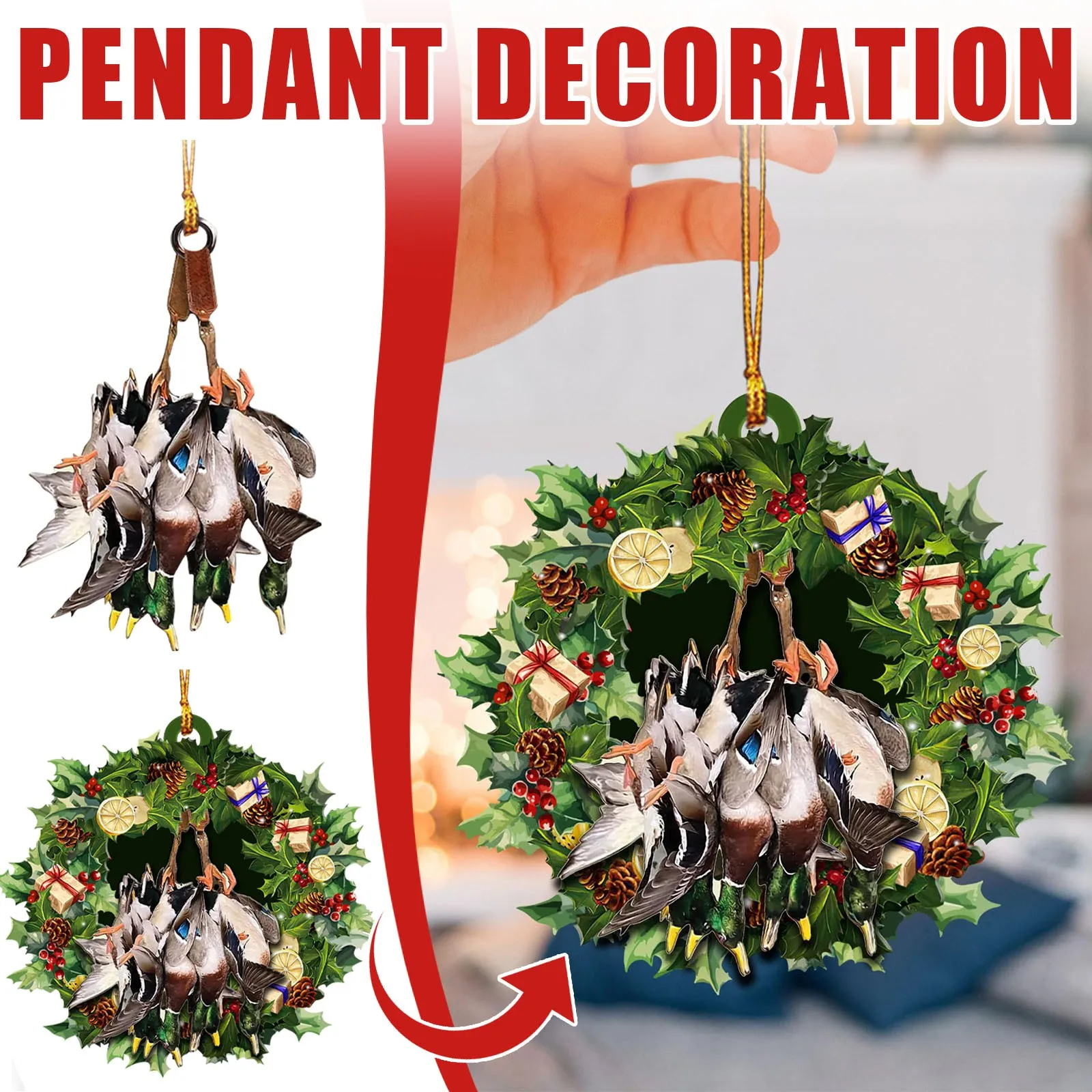 Рождественский орнамент дизайн утки уникальный плоский кряква подвеска в виде