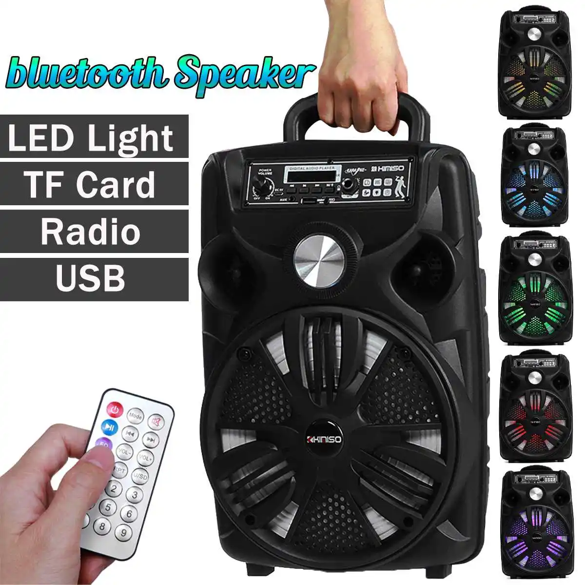 

8 inch LED Portable Bluetooth Speaker Box Wireless Speaker Home Karaoke Sound Box with Wired Microphone for Car Home Theater
