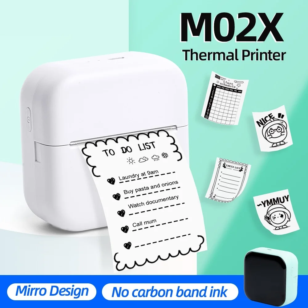 

2023 M02X портативный мини-Термопринтер для этикеток с Mirro-дизайном, 57 мм печать, беспроводной Bluetooth Мобильный принтер, карманный принтер