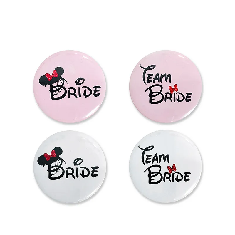 

1/6/12/24pcs Wedding event Team Groom Bride Button 5.8cm Badge Cute bowtie Hat design Marriage Hen party Bachelorette supplies