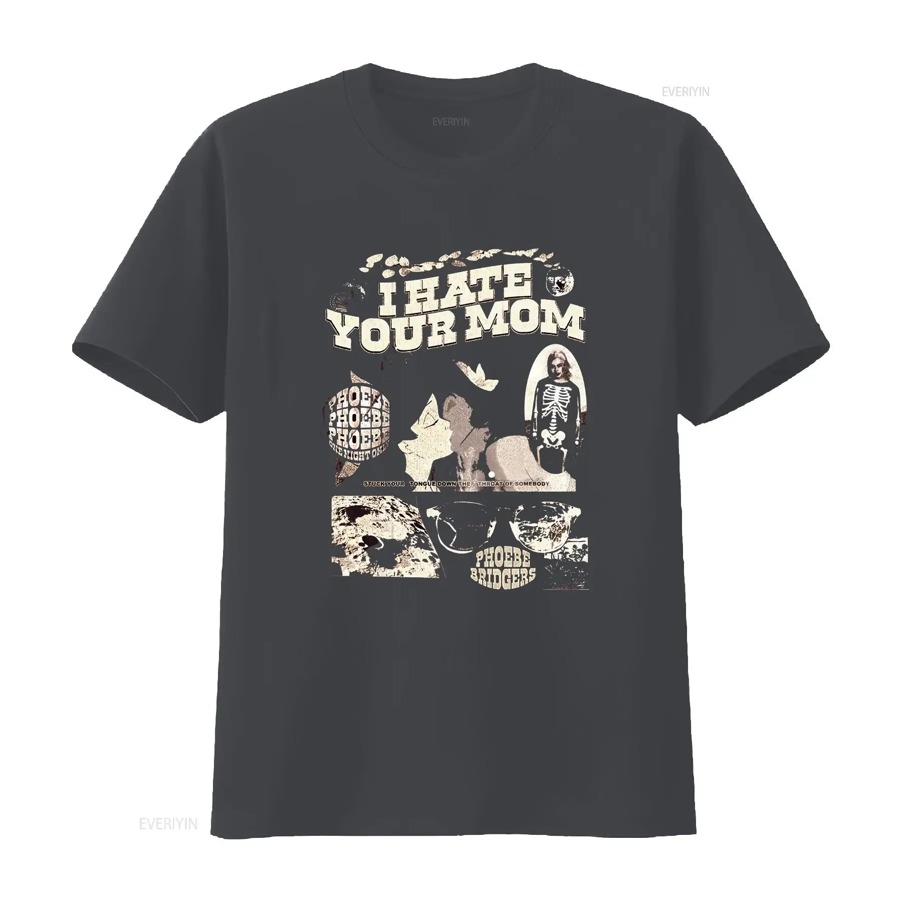 Фото Футболка Phoebe Bridgers на концертном туре I Hate Your Mom LLL249, винтажная, с эффектом потертости, универсальная дизайнерская одежда, повседневная, стильная, эластичная. №4