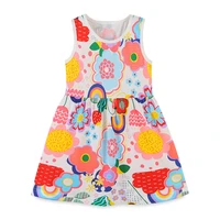 girls dress vest round neck cartoon printing princess skirt children skirt knitted cotton summer new products