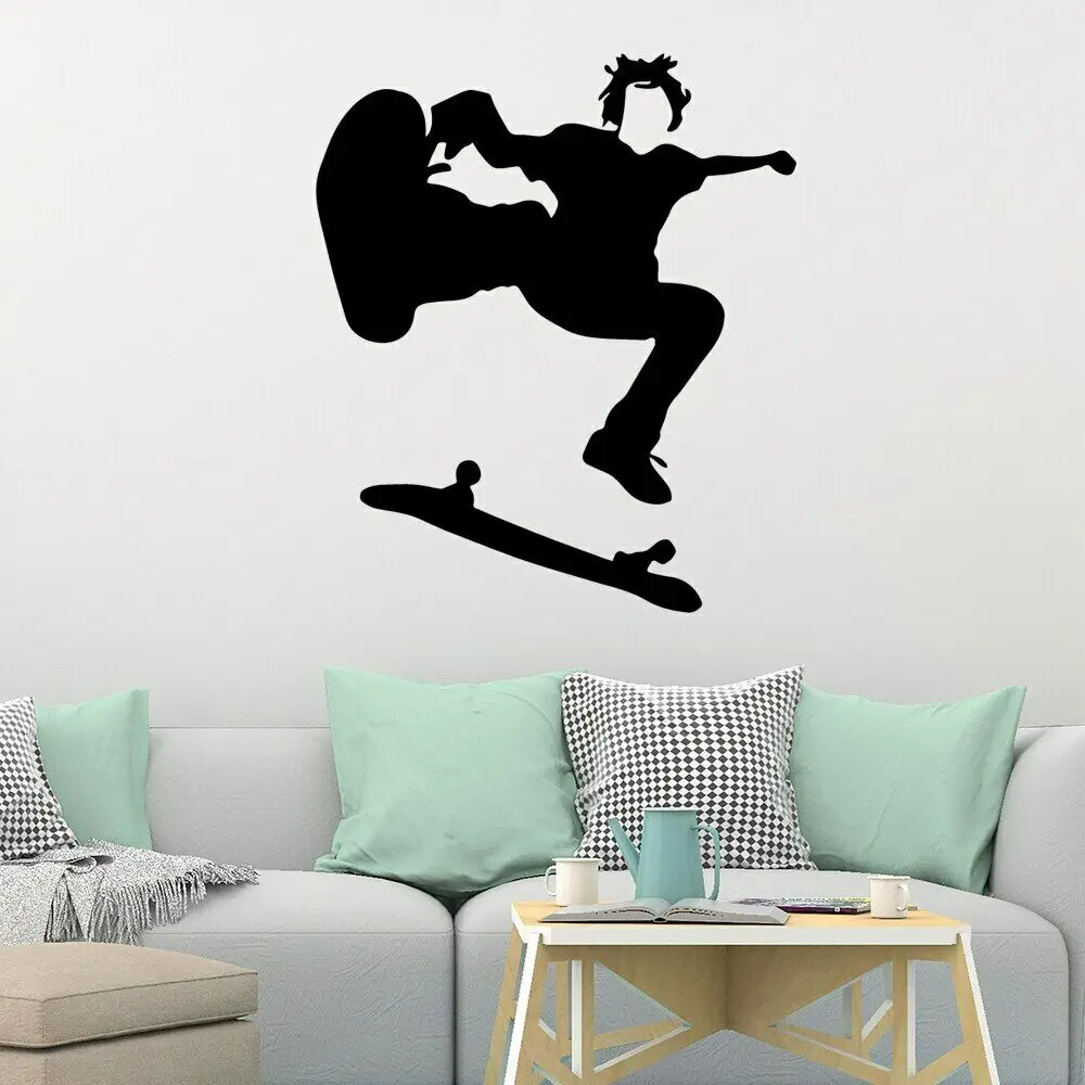 

Cute Skateboard Wall Art Sticker Modern Wall Decals Quotes Vinyls Stickers for Living Room Company School Office Decoration