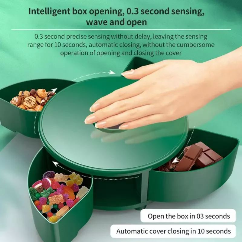

New Home Smart Candy Storage Box Fruit Tray Lazy Snack Nut Storage Box Home Gift Three-dimensional Dual-mode Sensor Storage Box