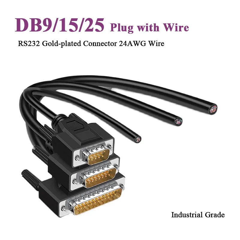 Кабель-соединитель DB9 DB15 DB25 24AWG 9/15/25 Pin линия сигнала без пайки штекер гнездо RS232