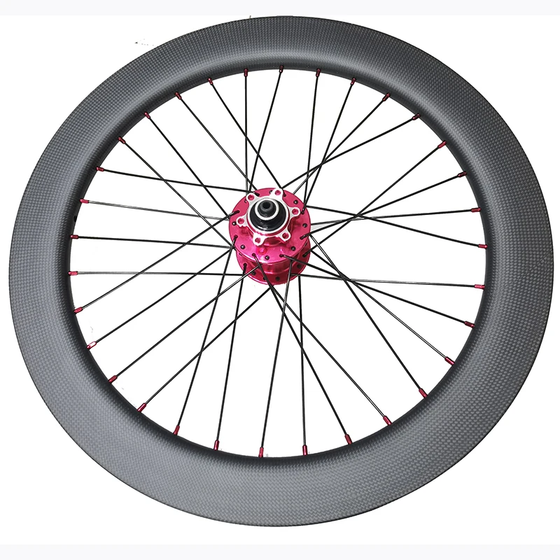 Купи 20" Carbon 20inch BMX Wheel 451 406 Fold Bike Clincher Disc Brake Wheelset 30 38 50 QR Front 100mm Rear 135mm Gold Hub за 20,664 рублей в магазине AliExpress