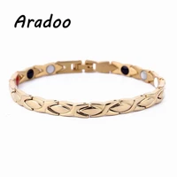 aradoo light luxury simple x shaped titanium steel magnetic energy negative ion germanium energy sports bracelet