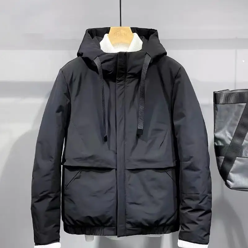 

Men 2023 Autumn Winter New Korean Leisure Cotton-padded Jackets Men Short Hooded Outerwear Ladies Solid Color Slim Coats L203