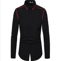 european size mens long sleeve shirt striped decoration large size pointed collar shirt mens casual long sleeve shirt