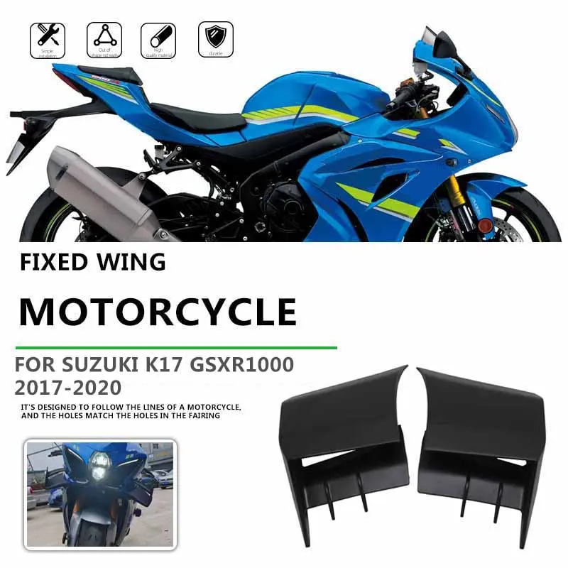 

Fittings for SUZUKI GSXR1000 GSX-R 1000 K17 2017 2018 2019 2020 Fixed Wind Wing Motorcycle Fairing Winglet Accessories Black