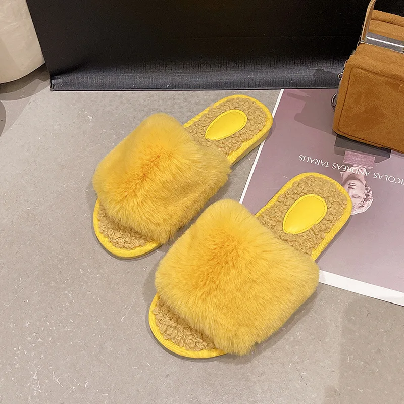 2022 осень зима Модные пушистые тапочки новые женские меховые уличные джинсовые