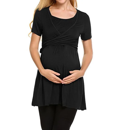 

2022 summer women's round neck short sleeve pregnant women Black