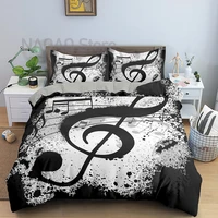 3d printing duvet cover set music notation bedding set black and white comforter cover with pillowcase microfiber bedclothes