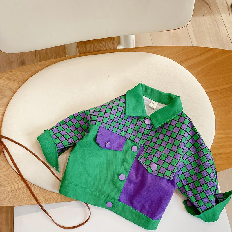 

Girls' coat autumn kids girls baby leopard print stitching jacket top