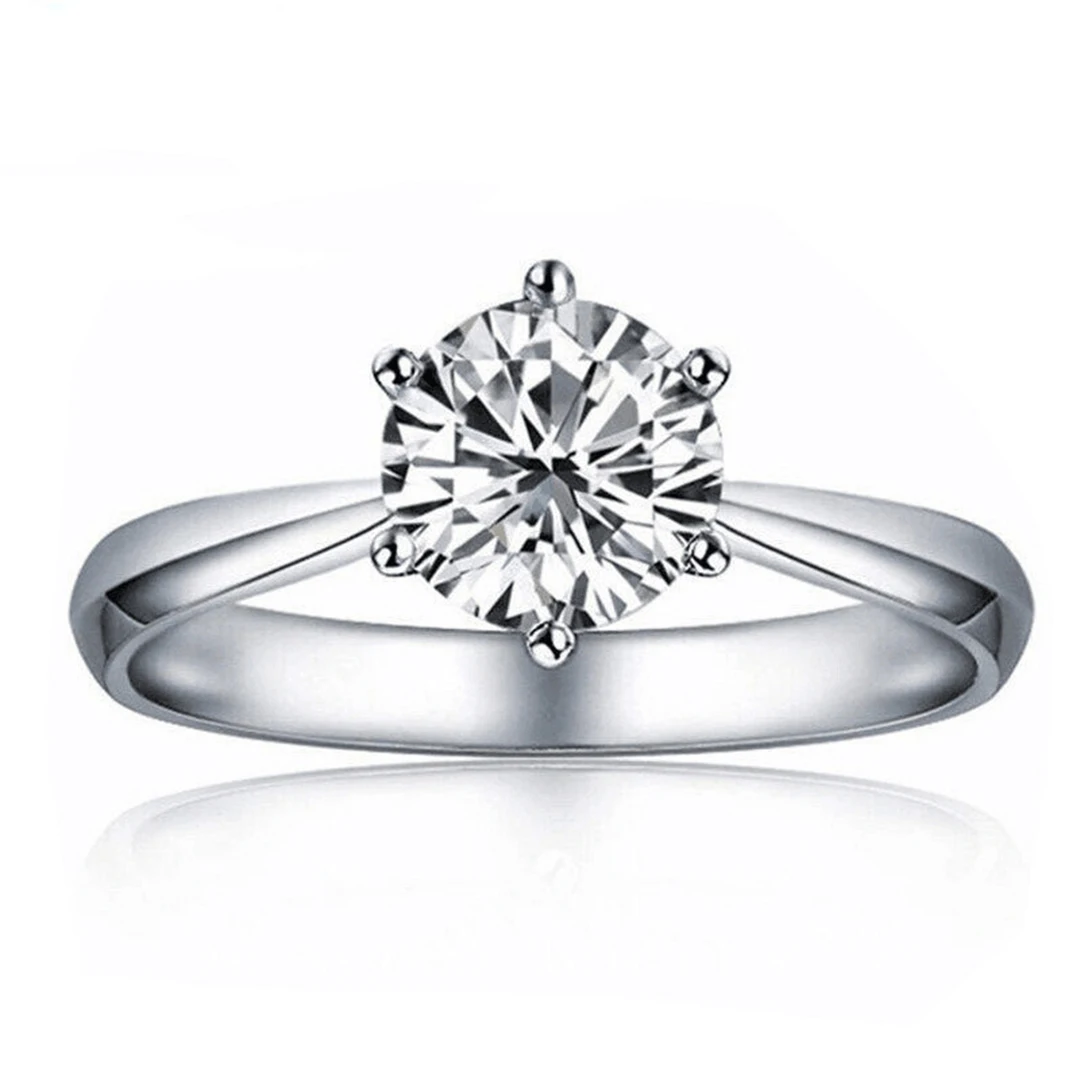 

Ladies Luxury Fashion Jewelry 925 Silver Mimic Moissanite 1ct Sweet Romantic Charm Adjustable Female Zircon Women Rings