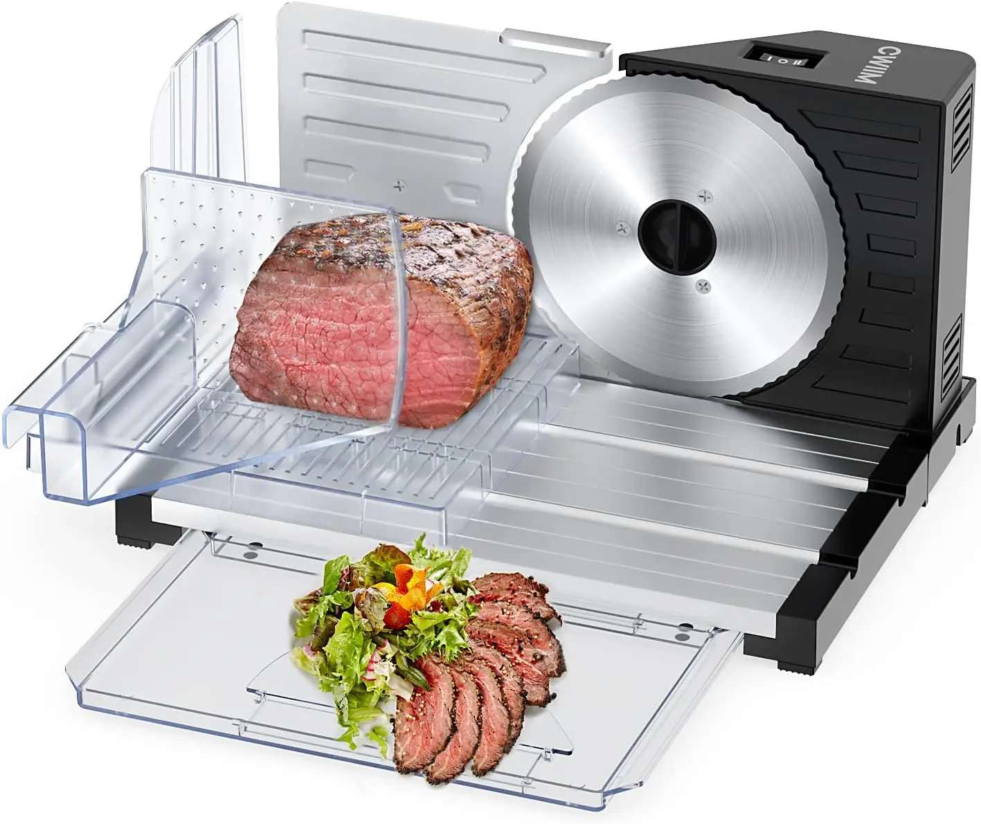 

Slicer for , Deli Food Slicer & meat cutter with Removable Stainless Steel Blade+Pusher and 0-18mm Adjustable Thickness fo