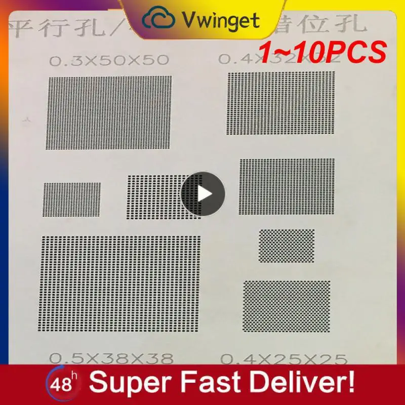 

1~10PCS 0.12mm AMAOE Multi-Function Universal BGA Reballing Stencil 0.3 0.35 0.4 0.5 Parallel 45 Degree Hole Misaligned