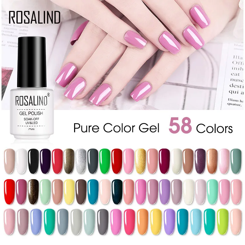 

ROSALIND 7ML 58 Colors Glitter Nail Gel Polish Need UV/LED For Nail Arts Base/Top Coat Gel polish Varnish Semi Permanent Vernis